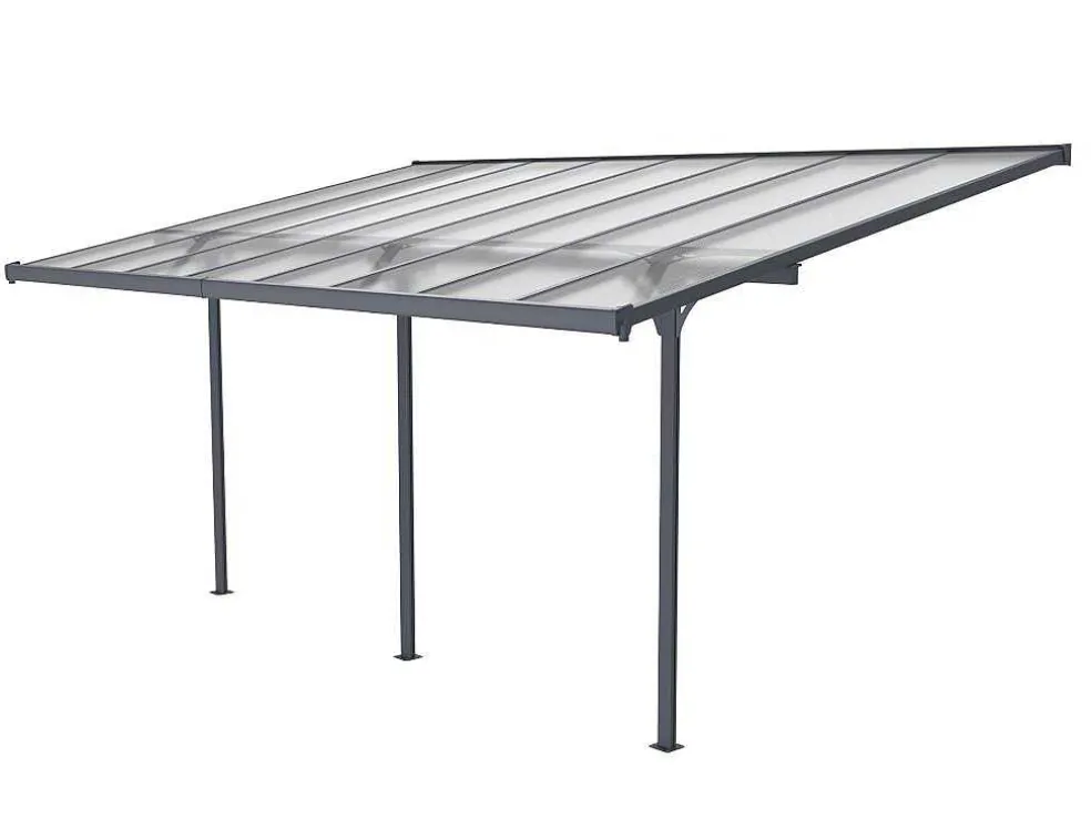 Aanleunende Pergola In Aluminium 15,1M Antraciet Alvaro - L497Xd305Xh240/285 Cm