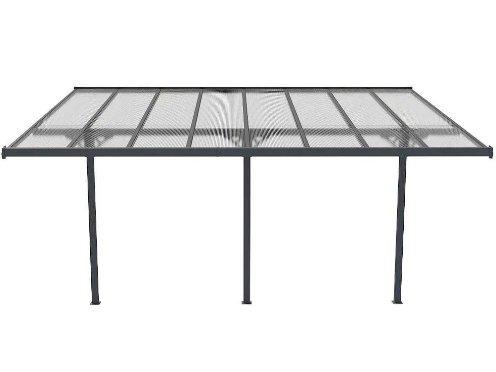 Aanleunende Pergola In Aluminium 15,1M Antraciet Alvaro - L497Xd305Xh240/285 Cm