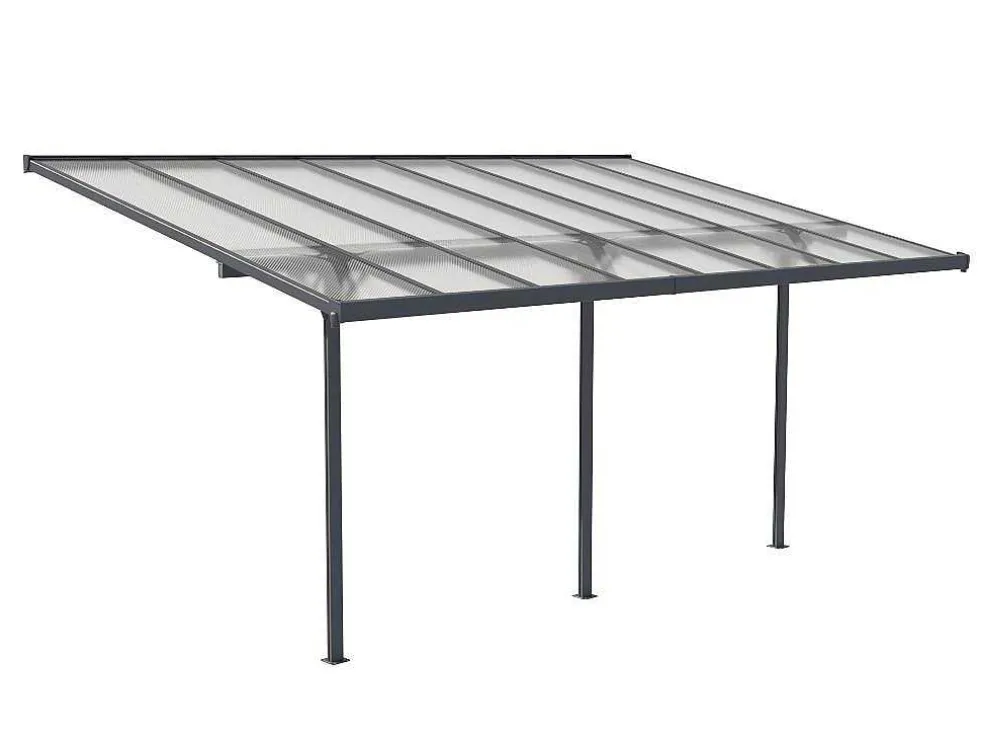 Aanleunende Pergola In Aluminium 15,1M Antraciet Alvaro - L497Xd305Xh240/285 Cm