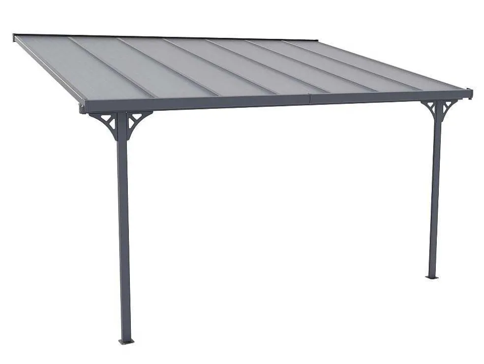 Aanleunende Pergola In Aluminium 13,2M Antraciet Alvaro - L436Xd305Xh240/285 Cm