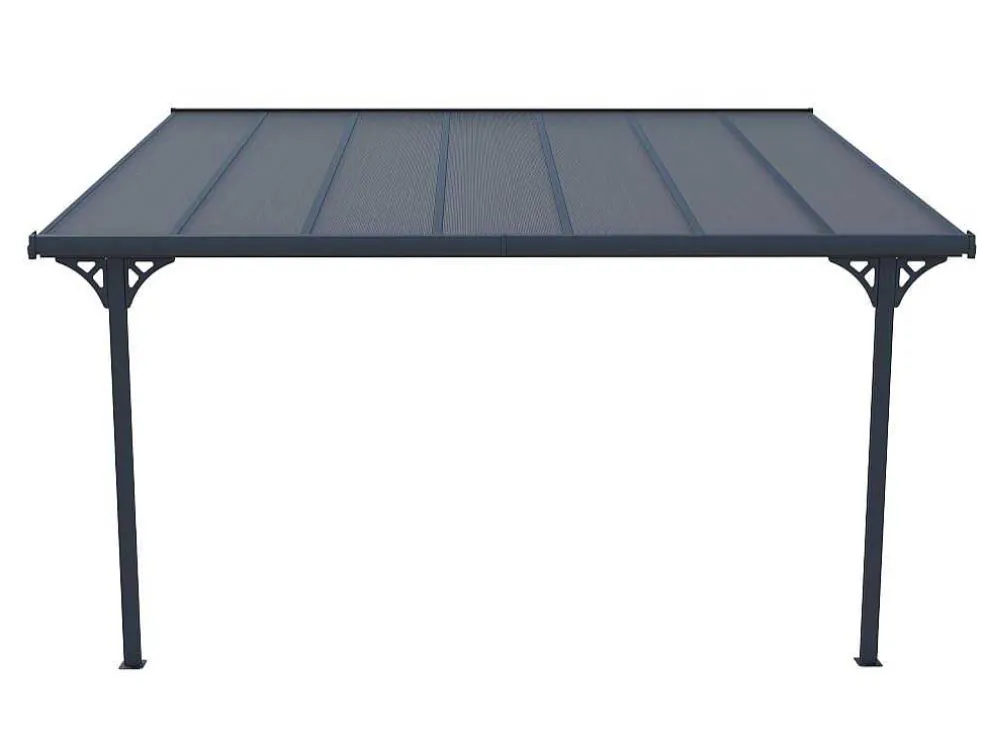 Aanleunende Pergola In Aluminium 13,2M Antraciet Alvaro - L436Xd305Xh240/285 Cm