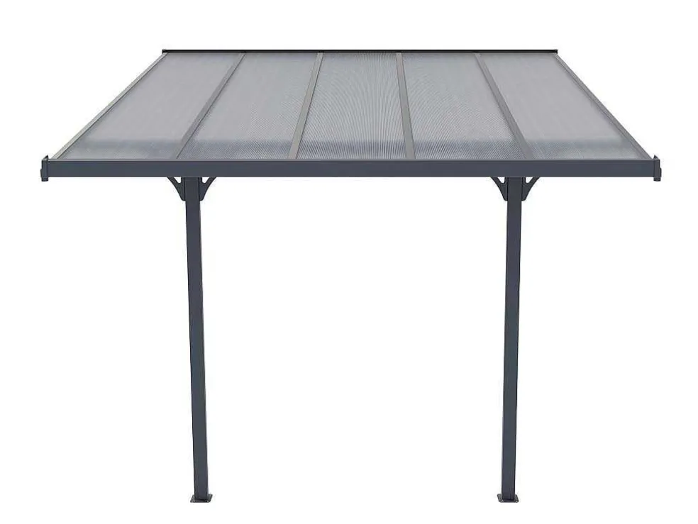 Aanleunende Pergola In Aluminium 9,5M Antraciet Alvaro - L314Xd305Xh240/285 Cm