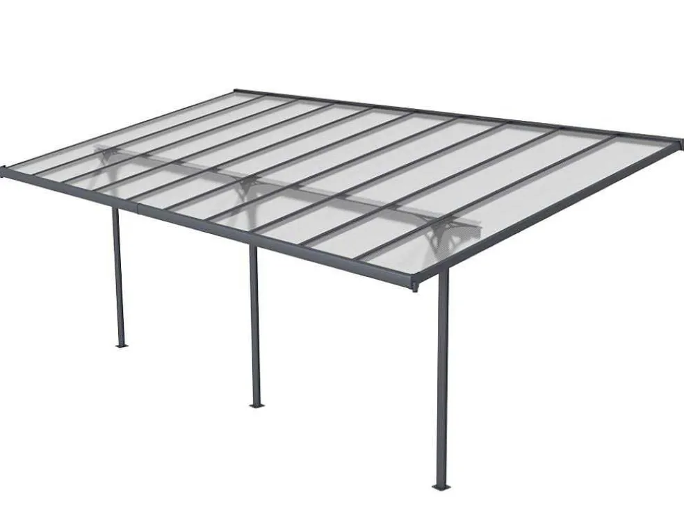 Aanleunende Pergola In Aluminium 18,8M Antraciet Alvaro - L618Xd305Xh240/285 Cm