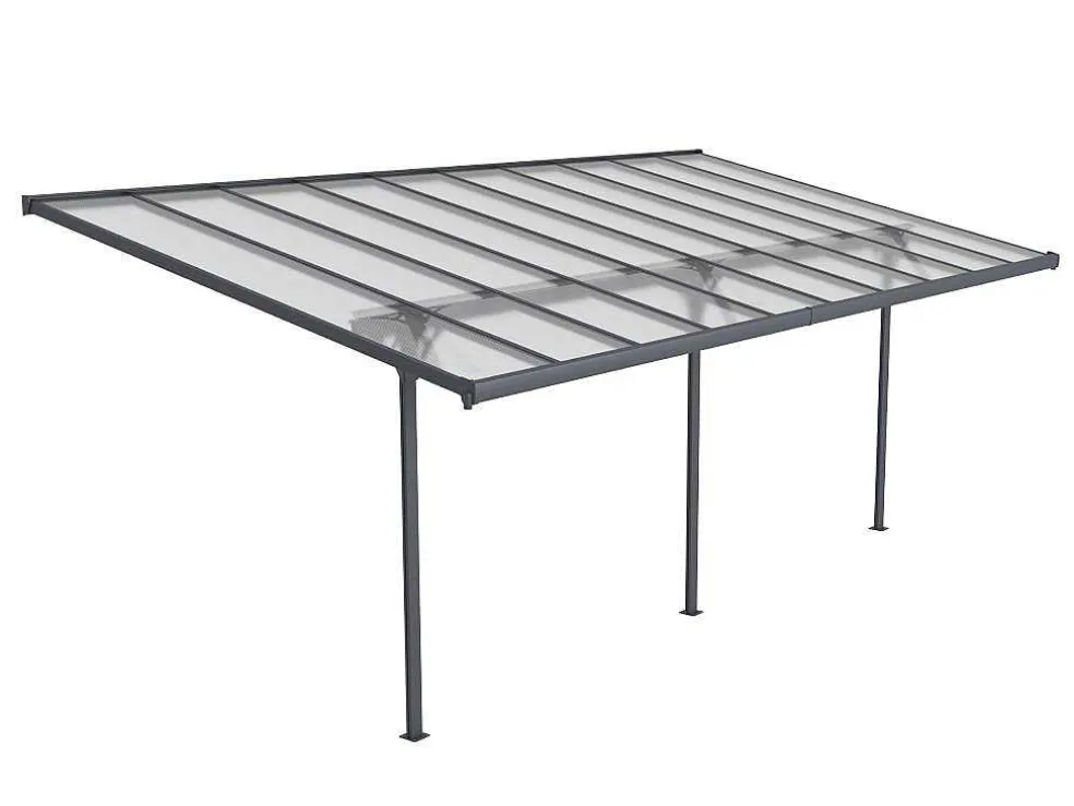 Aanleunende Pergola In Aluminium 18,8M Antraciet Alvaro - L618Xd305Xh240/285 Cm