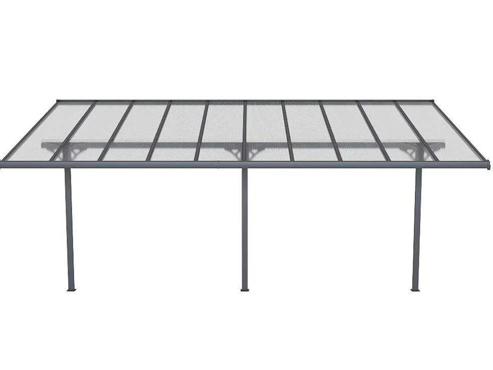 Aanleunende Pergola In Aluminium 18,8M Antraciet Alvaro - L618Xd305Xh240/285 Cm