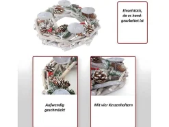 Adventskrans Rond Hout Zonder Kaarsen, Met Kaarsen, Rood