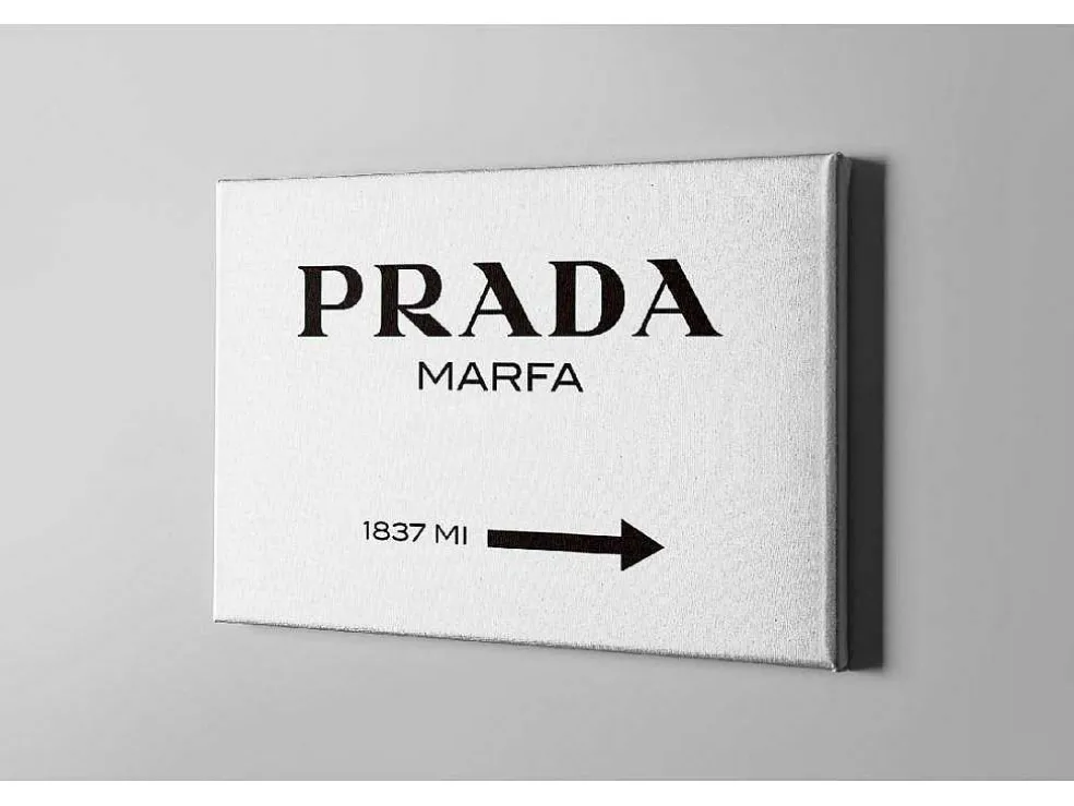 Afdrukken Op Canvas Prada Marfa, Wit, Zwart, 45X3X70 Cm, Epikasa