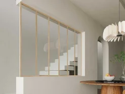 Afsluitlat Voor Glazen Binnenraam In Aluminium Met Poedercoating - H105 Cm - Lichte Houtlook - Bayview