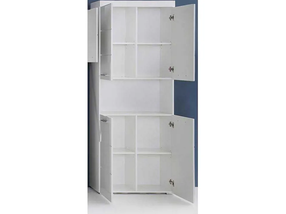 Amandamandobea Kolomkast 1 Open Vak, 4 Deuren Wit, Wit Hoogglans.