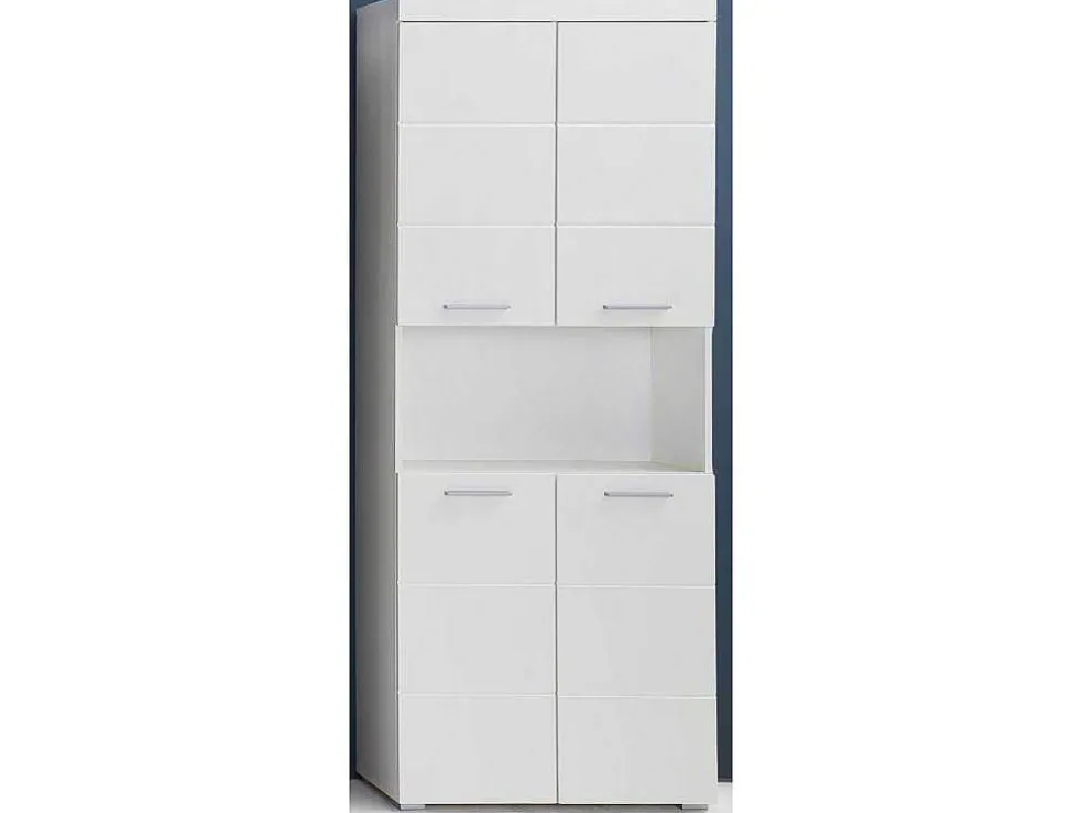 Amandamandobea Kolomkast 1 Open Vak, 4 Deuren Wit, Wit Hoogglans.