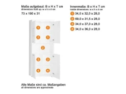 Amandamandobea Kolomkast 1 Open Vak, 4 Deuren Wit, Wit Hoogglans.