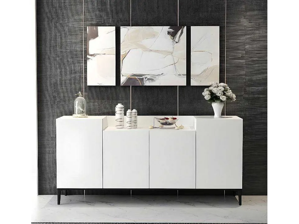 Annalisa Multifunctioneel Kabinet, Wit, Zwart, 160X42X75 Cm, Epikasa