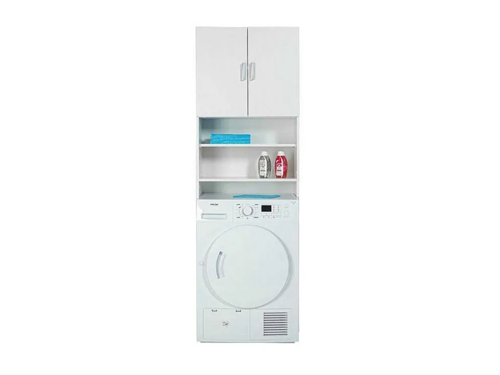 Arconati Badkamerkast Voor Wasmachine 2 Deuren, 2 Open Vakken Wit.