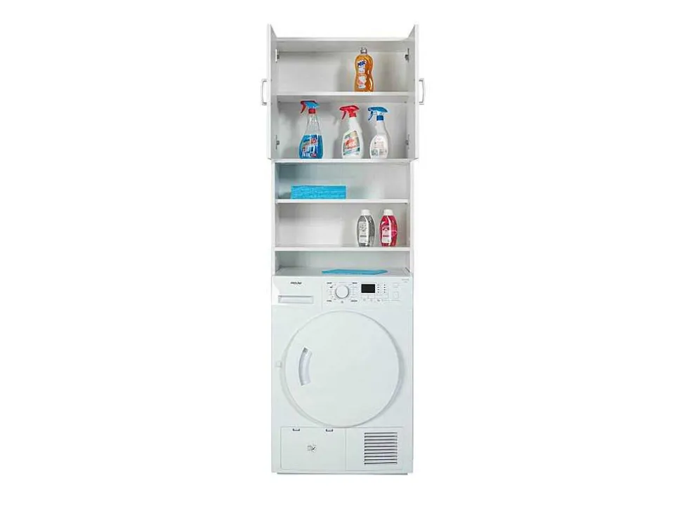 Arconati Badkamerkast Voor Wasmachine 2 Deuren, 2 Open Vakken Wit.