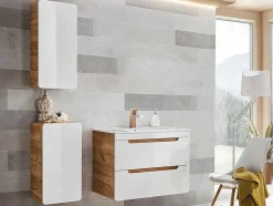 Badkamerkast Naturel En Wit - L32 X B35 X H68 Cm - Aruba