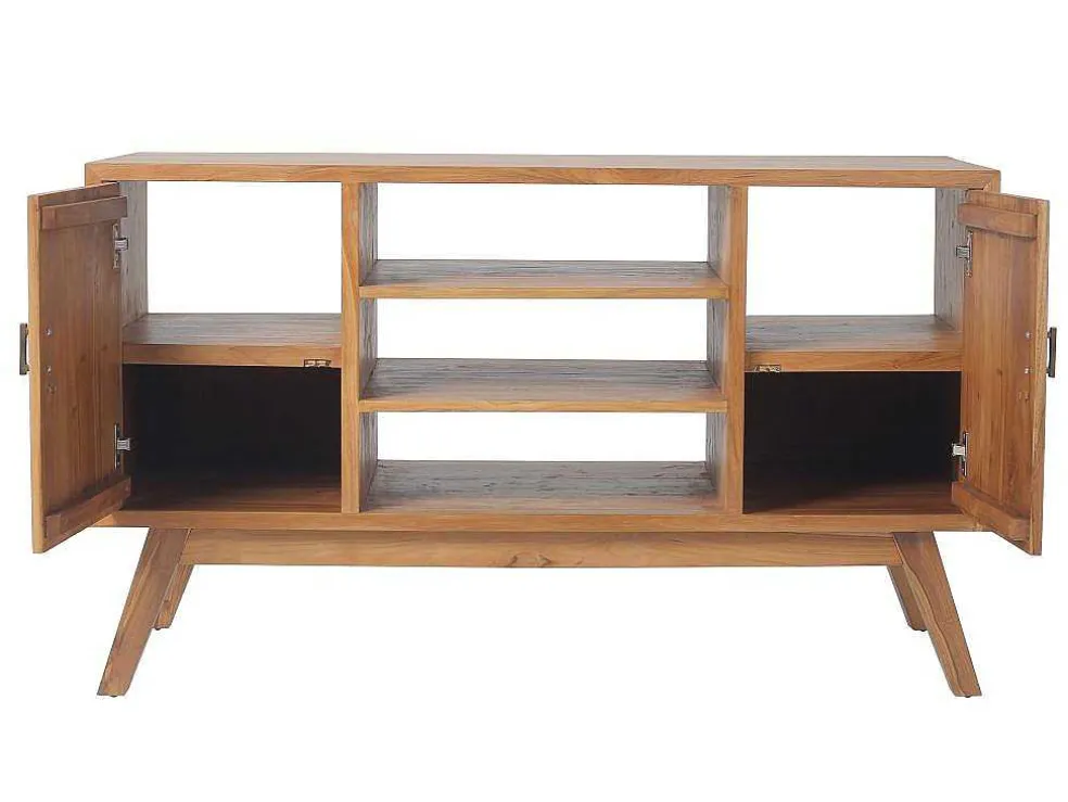Badkamermeubel In Teakhout Met Dubbele Wastafel En Spiegel - 135 Cm - Gianyar