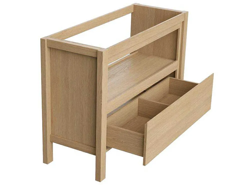 Badkamermeubel Met Opzetwastafel Van Steen - Eikenfineer - 120 Cm - Cosmoti
