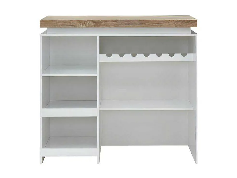 Barmeubel Halo Ii - Wit Gelakt Mdf - Leds - Wit En Eik