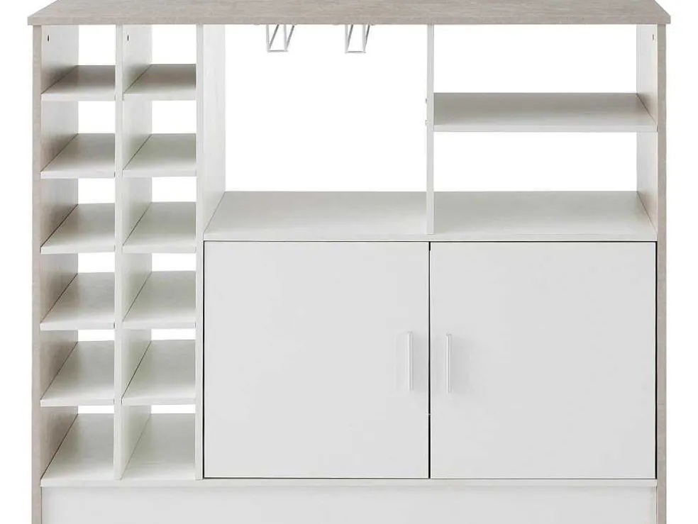 Barmeubel, Laag Dressoir Met Opbergruimte - Mdf - Eigentijdse Stijl - Kleuren: Grijs En Wit