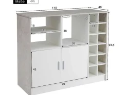 Barmeubel, Laag Dressoir Met Opbergruimte - Mdf - Eigentijdse Stijl - Kleuren: Grijs En Wit