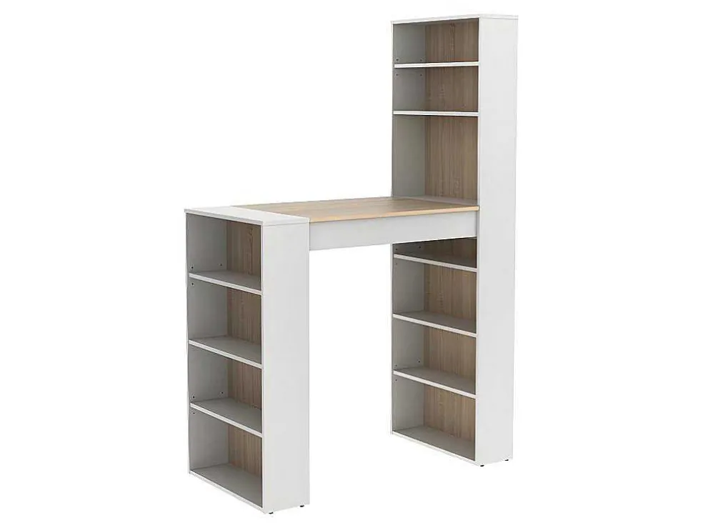 Barmeubel Met Opbergruimtes - Mdf - Naturel En Wit - Skarn
