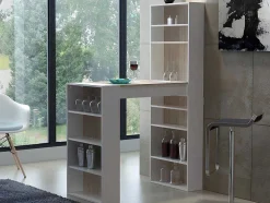 Barmeubel Met Opbergruimtes - Mdf - Naturel En Wit - Skarn