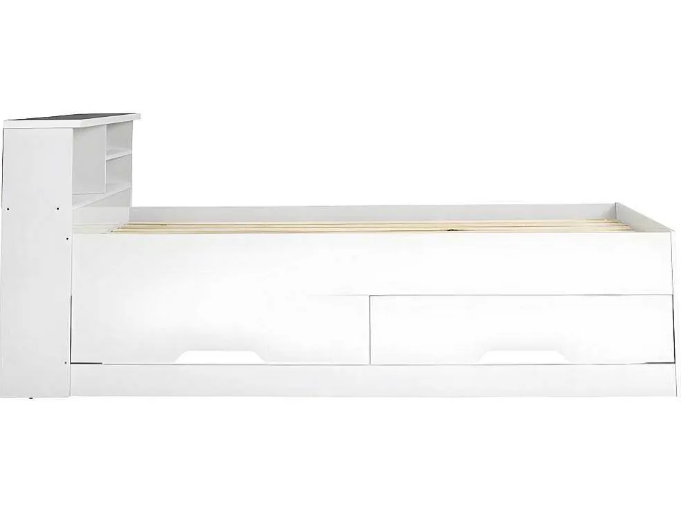 Bed Boris Met Laden En Opbergruimte - Wit - 90X190 Cm