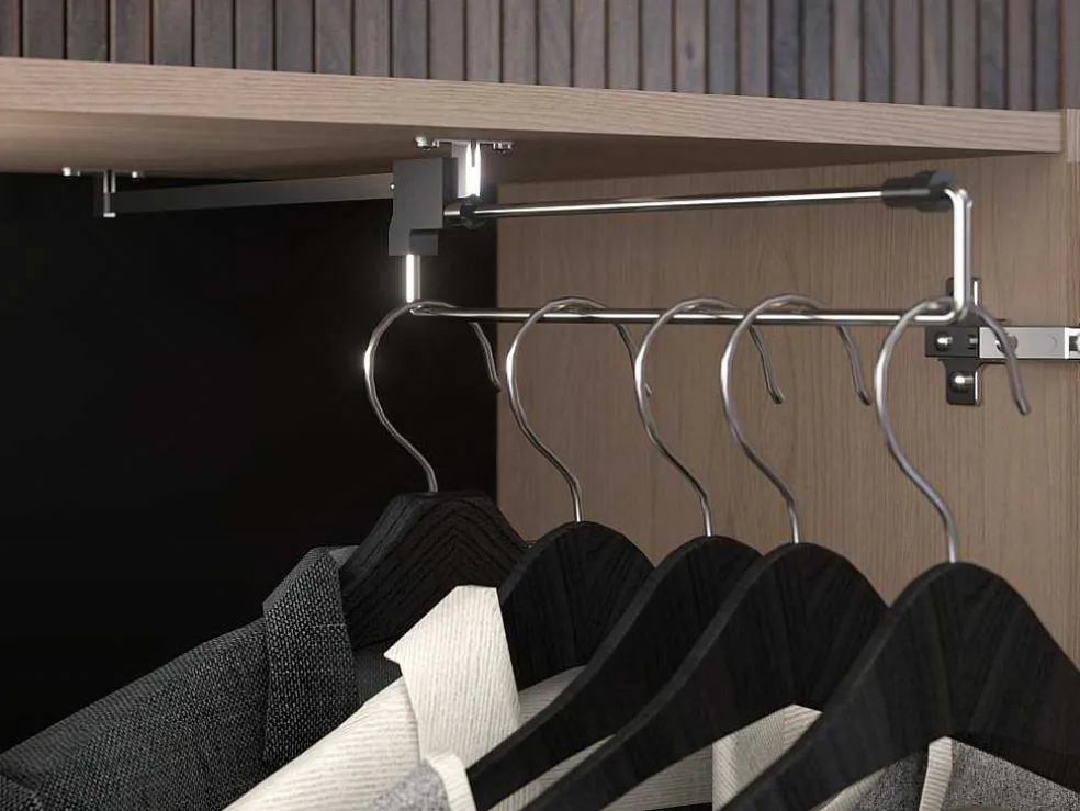 Bedkast Met Opbergruimte - Met Ledverlichting - L265 Cm - Kleur: Naturel En Zwart - Velona