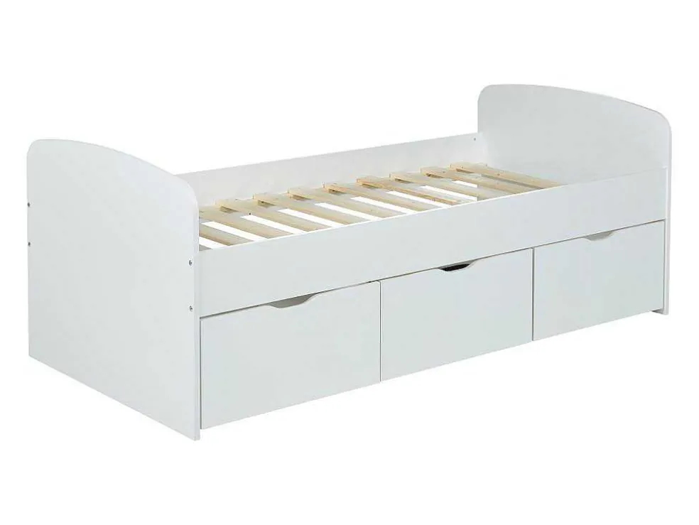 Bed Louane Met 2 Lades En 1 Opbergruimte - 90 X 190 Cm - Wit