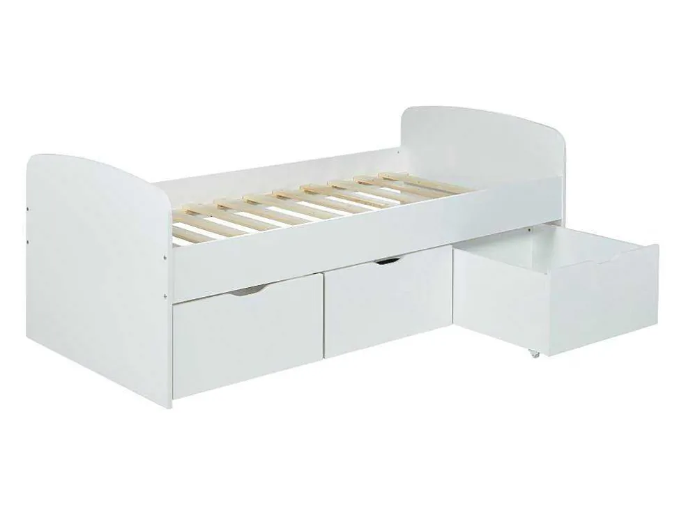 Bed Louane Met 2 Lades En 1 Opbergruimte - 90 X 190 Cm - Wit