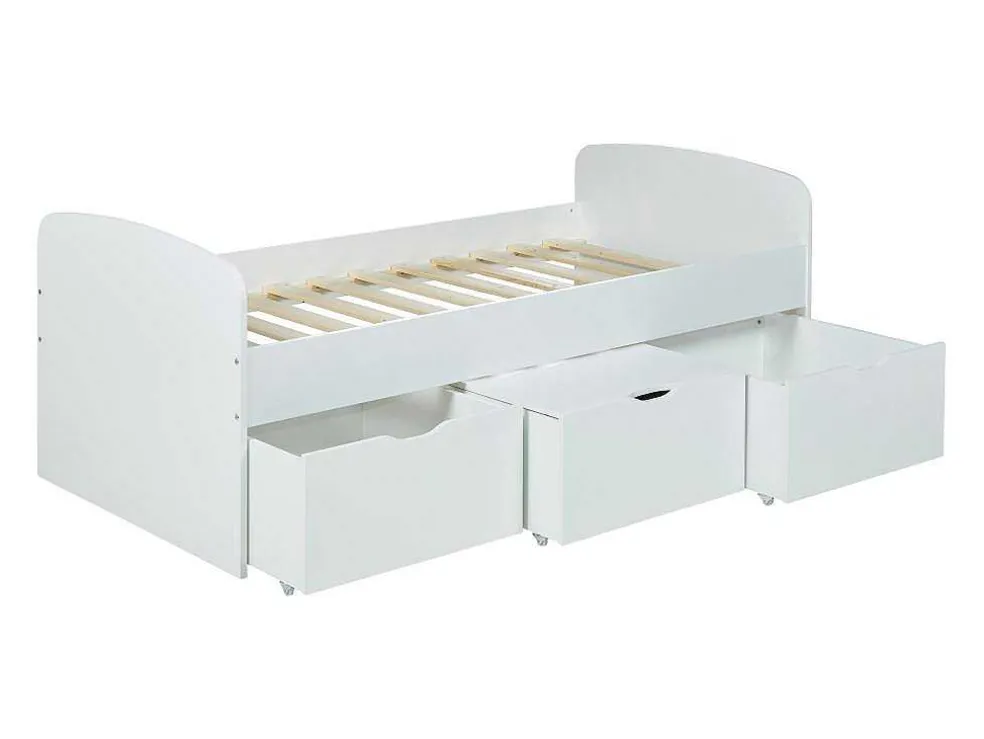Bed Louane Met 2 Lades En 1 Opbergruimte - 90 X 190 Cm - Wit