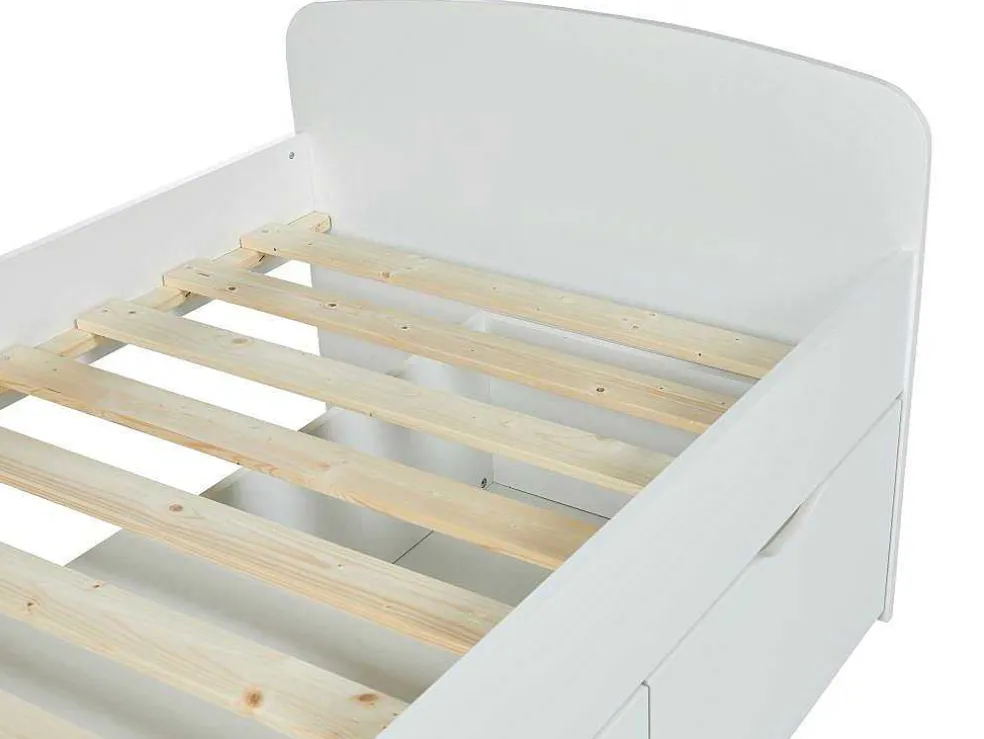 Bed Louane Met 2 Lades En 1 Opbergruimte - 90 X 190 Cm - Wit