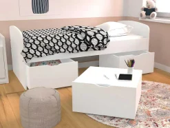 Bed Louane Met 2 Lades En 1 Opbergruimte - 90 X 190 Cm - Wit