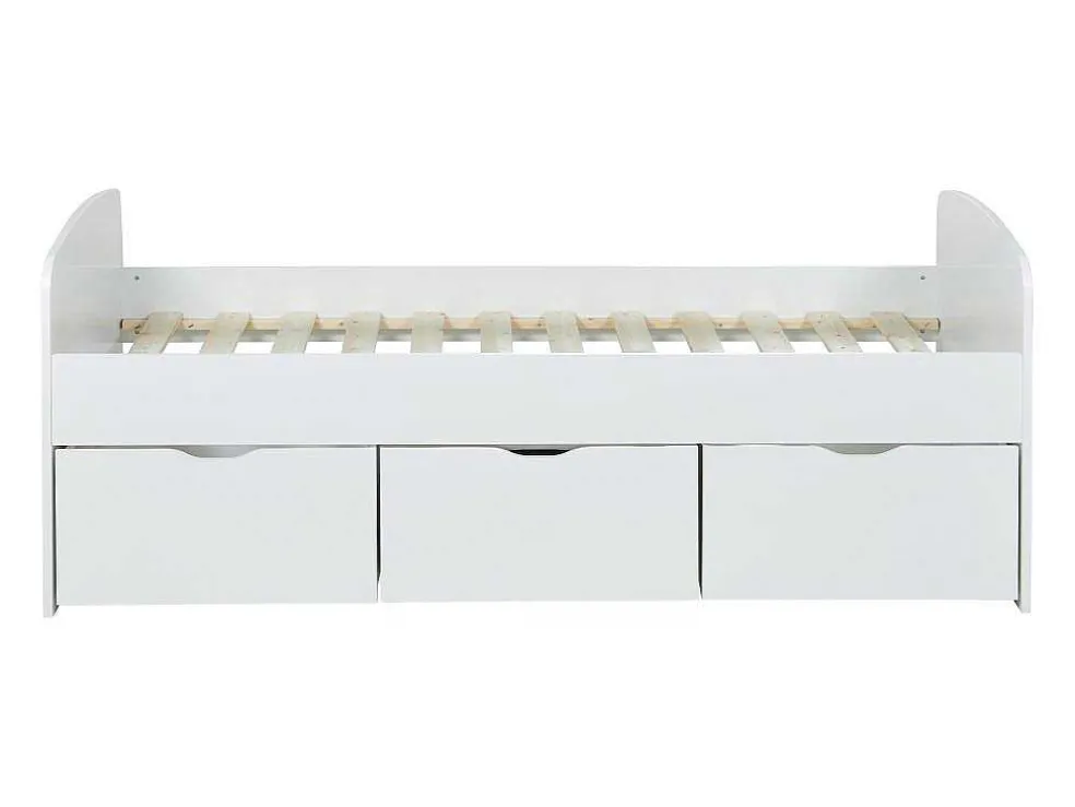 Bed Louane Met 2 Lades En 1 Opbergruimte - 90 X 190 Cm - Wit