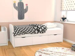 Bed Louane Met 2 Lades En 1 Opbergruimte - 90 X 190 Cm - Wit
