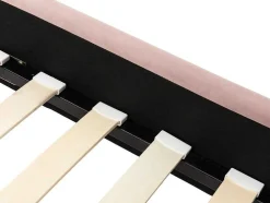 Bed Met Glooiend Hoofdeinde - 140 X 190 Cm - Fluweel - Oud Roze - Sagali