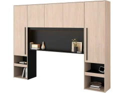 Bed Met Opbergruimte 160 X 200 Cm - Met Ledverlichting - Kleur: Naturel En Zwart + Bedbodem - Velona