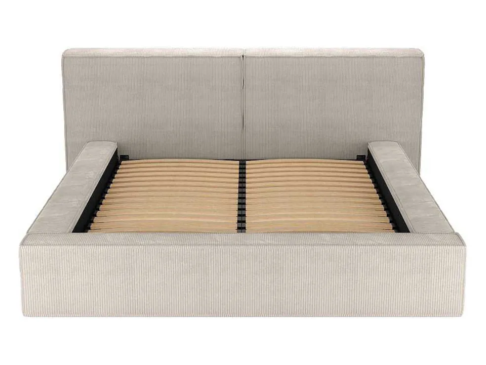 Bed Met Opbergruimte 180 X 200 Cm - Ribfluweel - Beige + Matras - Timano