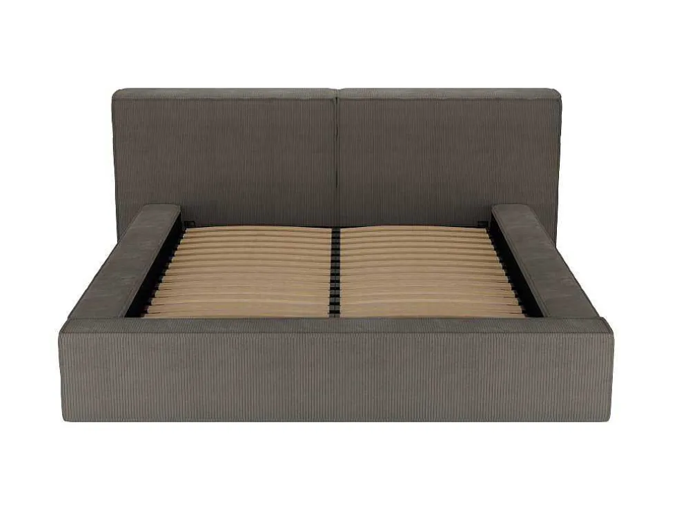 Bed Met Opbergruimte 180 X 200 Cm - Ribfluweel - Taupe + Matras - Timano