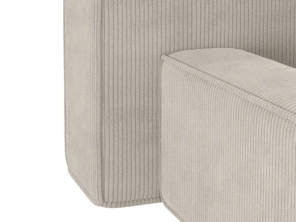 Bed Met Opbergruimte 160 X 200 Cm - Ribfluweel - Beige + Matras - Timano
