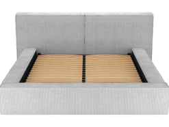 Bed Met Opbergruimte 180 X 200 Cm - Ribfluweel - Lichtgrijs + Matras - Timano