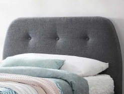 Bed Romeo Met Gestoffeerde Hoofdeinde - 90 X 190 Cm - Grijze Stof