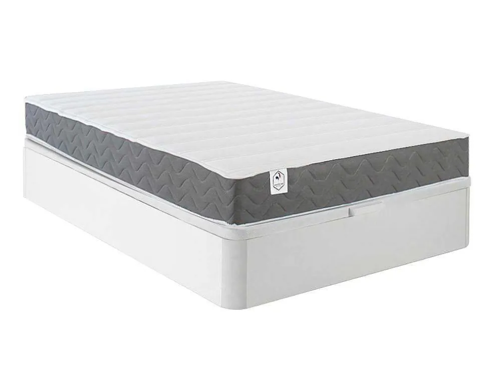 Bedset 160 X 200 Cm - Witte Bedbodem Met Opbergruimte + Matras In Schuim Met Hoge Dichtheid - Heaven Van Dreamea Play