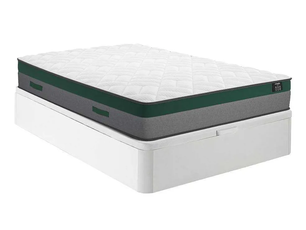 Bedset 140 X 190 Cm - Witte Bedbodem Met Opbergruimte + Matras Met Pocketveren - Prestige Van Ysmee Play