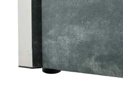 Bed 160 X 200 Cm Met Hoofdbord Met Verticale Stiksels - Velours - Groenblauw - Feroya
