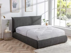 Bed 160 X 200 Cm - Ribfluweel - Antraciet - Sonetri