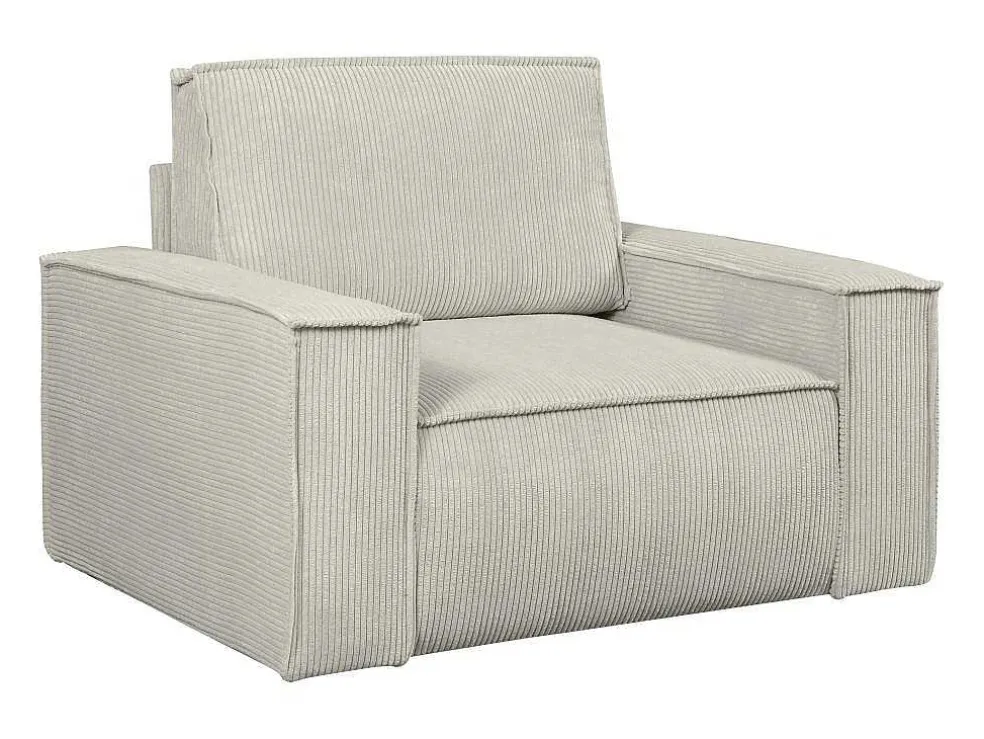Beige Fauteuil Van Ribfluweel Amelia