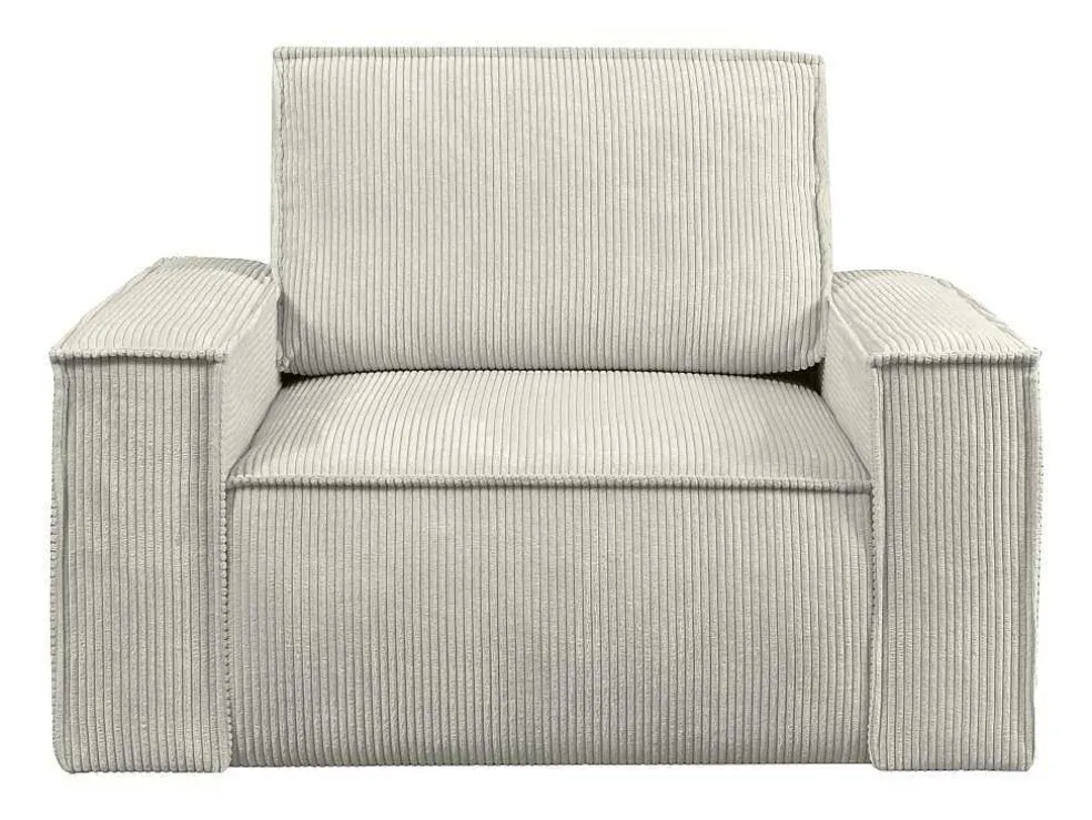 Beige Fauteuil Van Ribfluweel Amelia