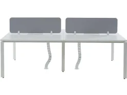 Benchbureau Voor 4 Personen - Wit - L120 Cm - Met Afscheidingen - Downtown