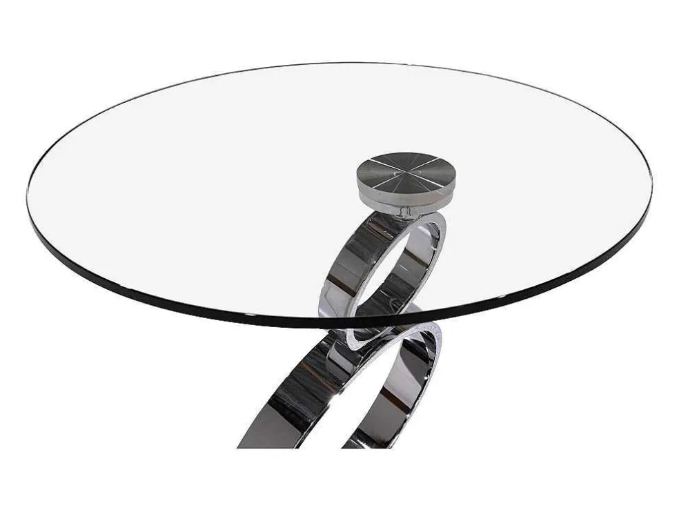 Bijzettafel Joline - Transparant Gehard Glas En Stalen Voet